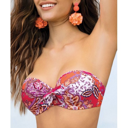 Haut de maillot de bain bandeau coque ANTIGEL DE LISE CHARMEL LA BOLLYWOOD FUSHIA KASHMIR