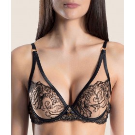 Soutien-gorge push-up triangle AUBADE BAISERS CHARNELS NOIR CACHEMIRE