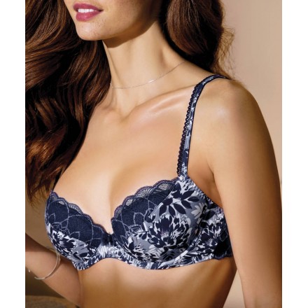 Soutien-gorge pigeonnant ANTINEA DE LISE CHARMEL VIBRATION FEUILLAGE BLEU