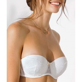 Soutien-gorge bandeau bretelles amovibles ANTINEA DE LISE CHARMEL PERGOLA DENTELLE ECRU NACRE