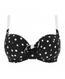 Haut de maillot de bain corbeille bonnet profond ANTIGEL LA POIS TOUJOURS POIS NOIR-BLANC