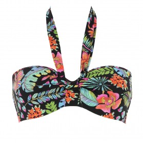 Haut de maillot de bain bandeau coque ANTIGEL LA TROPICALE NOIR TROPICAL