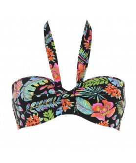 Haut de maillot de bain bandeau coque ANTIGEL LA TROPICALE NOIR TROPICAL