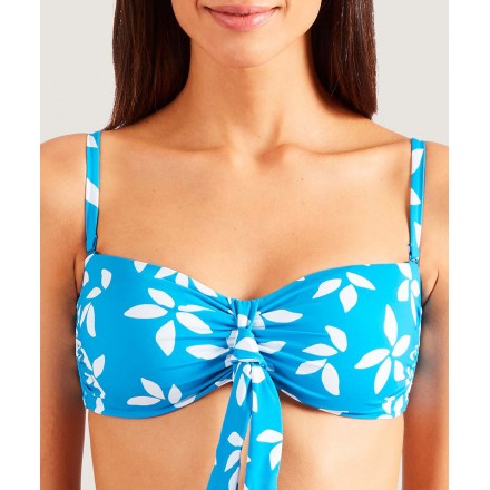 Haut de maillot de bain bandeau bretelles amovibles AUBADE COULEURS D'ETE TAHITIEN BLEU TROPIQUE