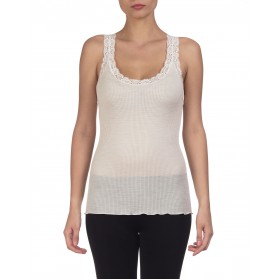 Top chemise laine et soie PLISSE OSCALITO CHAMPAGNE