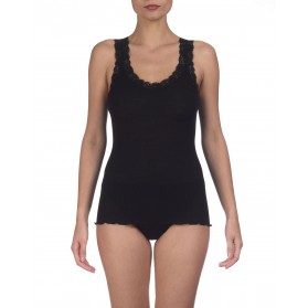 Top chemise laine et soie SOIE OSCALITO NOIR