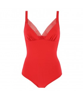 Maillot de bain une pièce nageur maintien sans armature ANTIGEL LA DOUBLE MIX ROUGE PARFAIT