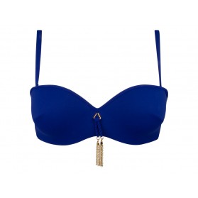 Haut de maillot de bain bandeau coque LISE CHARMEL POMPONS ARTY MER INDIGO