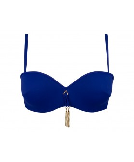 Haut de maillot de bain bandeau coque LISE CHARMEL POMPONS ARTY MER INDIGO