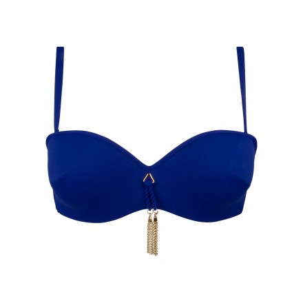 Haut de maillot de bain bandeau coque LISE CHARMEL POMPONS ARTY MER INDIGO