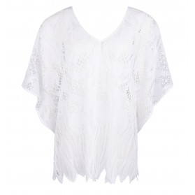 Poncho court LISE CHARMEL TRANSPARENCE ECUME BLANC