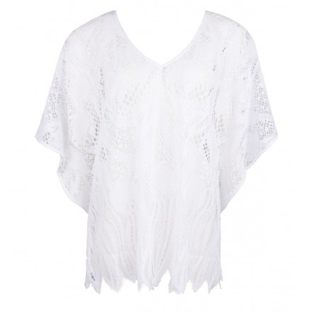 Poncho court LISE CHARMEL TRANSPARENCE ECUME BLANC