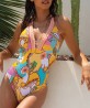 Maillot de bain une pièce nageur séduction sans armature LISE CHARMEL SOLEIL FLORAL CURCUMA SOLEIL