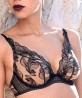 Soutien-gorge triangle push-up AUBADE FLEUR DE TATOO ENCRE NOIRE