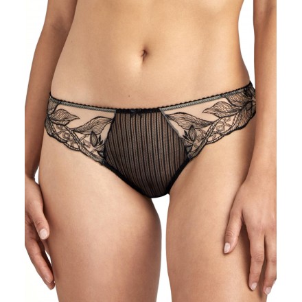 Tanga AUBADE FLEUR DE TATOO ENCRE NOIRE