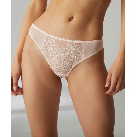 Tanga SIMONE PERELE BLANCHE POUDRE PETALE