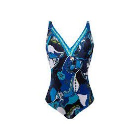 Maillot de bain une pièce avec armatures LISE CHARMEL SOLEIL FLORAL BLEU FLORAL