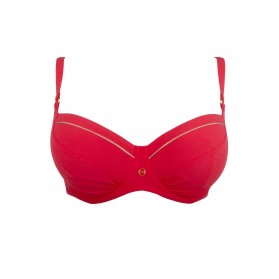 Haut de maillot de bain corbeille bonnet profond LISE CHARMEL PLAISIR REGATE ROUGE HIBISCUS