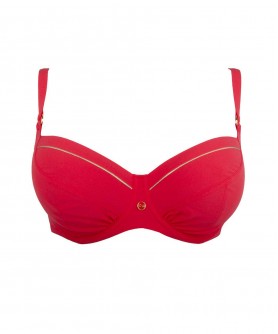 Haut de maillot de bain corbeille bonnet profond LISE CHARMEL PLAISIR REGATE ROUGE HIBISCUS