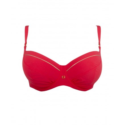 Haut de maillot de bain corbeille bonnet profond LISE CHARMEL PLAISIR REGATE ROUGE HIBISCUS