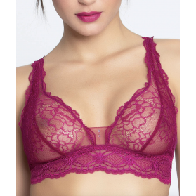 Soutien-gorge triangle sans armature LISE CHARMEL SUBLIME EN DENTELLE FUSHIA SUBLIME