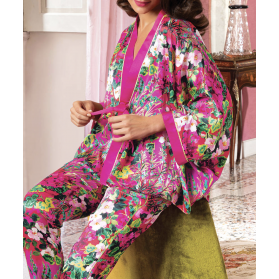 Kimono soie LISE CHARMEL ENVOLLEE DE FLEURS ENVOLEE FUSHIA