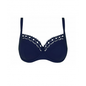 Haut de maillot de bain corbeille bonnet profond LISE CHARMEL AJOURAGE COUTURE BLEU CRYSTAL