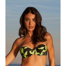 Haut de Maillot de Bain Bandeau Coque COLLECTION LISE CHARMEL FLEURS DE NUIT LUCIOLE