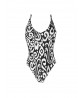 Maillot de Bain Nageur Maintien COLLECTION ANTIGEL LA BALINAISE IKAT BLANC-NOIR