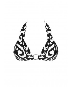 Haut de Maillot de Bain Triangle Coque COLLECTION ANTIGEL LA BALINAISE IKAT BLANC-NOIR