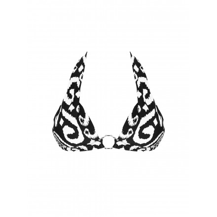 Haut de Maillot de Bain Triangle Coque COLLECTION ANTIGEL LA BALINAISE IKAT BLANC-NOIR