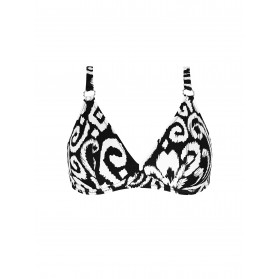 Haut de Maillot de Bain Triangle Armatures COLLECTION ANTIGEL LA BALINAISE IKAT BLANC-NOIR