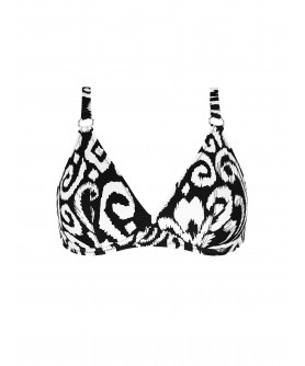 Haut de Maillot de Bain Triangle Armatures COLLECTION ANTIGEL LA BALINAISE IKAT BLANC-NOIR