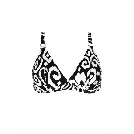 Haut de Maillot de Bain Triangle Armatures COLLECTION ANTIGEL LA BALINAISE IKAT BLANC-NOIR