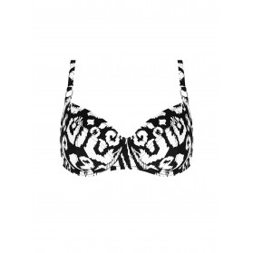 Haut de Maillot de Bain Corbeille Bonnet Profond COLLECTION ANTIGEL LA BALINAISE IKAT BLANC-NOIR