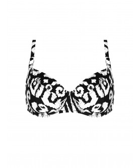 Haut de Maillot de Bain Corbeille Bonnet Profond COLLECTION ANTIGEL LA BALINAISE IKAT BLANC-NOIR