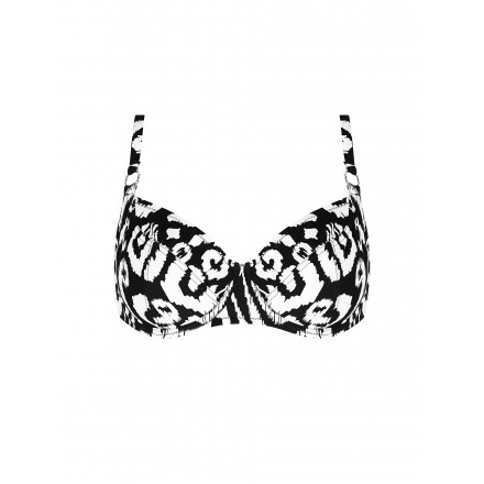 Haut de Maillot de Bain Corbeille Bonnet Profond COLLECTION ANTIGEL LA BALINAISE IKAT BLANC-NOIR