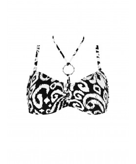 Haut de Maillot de Bain Bandeau Souple COLLECTION ANTIGEL LA BALINAISE IKAT BLANC-NOIR