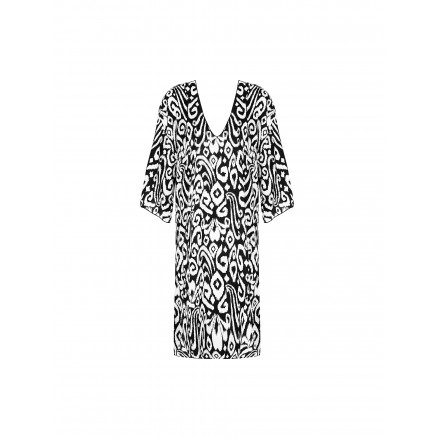 Tunique COLLECTION ANTIGEL LA BALINAISE IKAT BLANC-NOIR