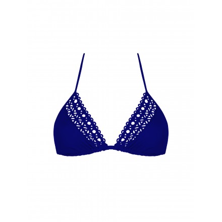 Haut de maillot de bain triangle souple Ajourage couture - Outremer