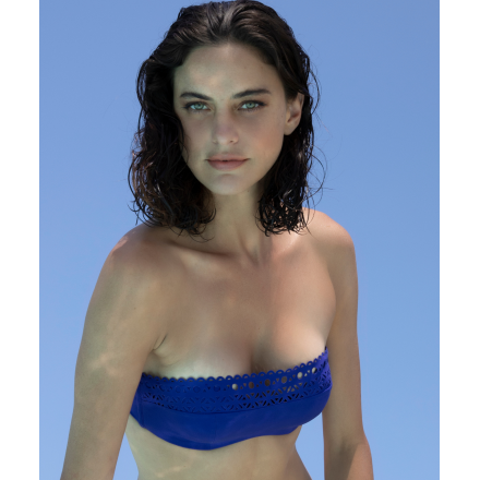 Haut de maillot de bain bandeau coque Ajourage couture-Outremer