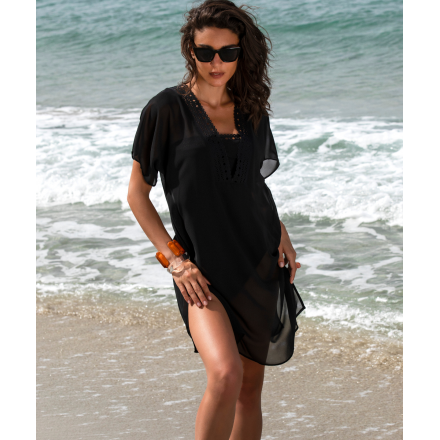 Robe tunique Ajourage couture - Noir