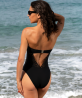 Maillot de bain une pièce bustier Ajourage couture - Noir