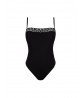 Maillot de bain une pièce bustier Ajourage couture - Noir