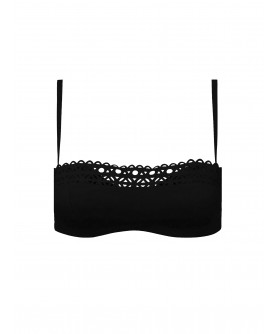 Haut de maillot de bain bandeau coque Ajourage couture - Noir