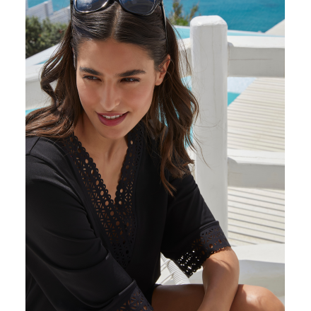 Robe tunique Ajourage couture - Noir