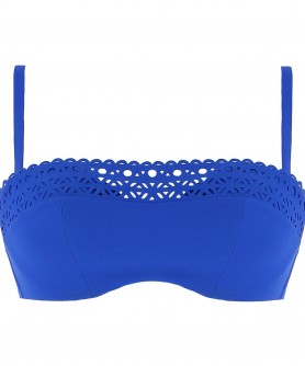 Haut de maillot de bain brassière coque LISE CHARMEL AJOURAGE COUTURE ETRAVE BLEU