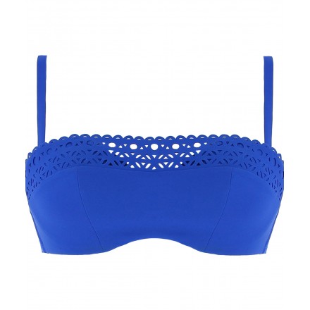 Haut de maillot de bain brassière coque LISE CHARMEL AJOURAGE COUTURE ETRAVE BLEU