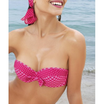 Haut de maillot de bain bandeau coque ANTIGEL DE LISE CHARMEL LA BOMB VICHY ROSE