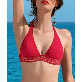 Haut de maillot de bain triangle sans armature LISE CHARMEL AJOURAGE COUTURE ROUGE